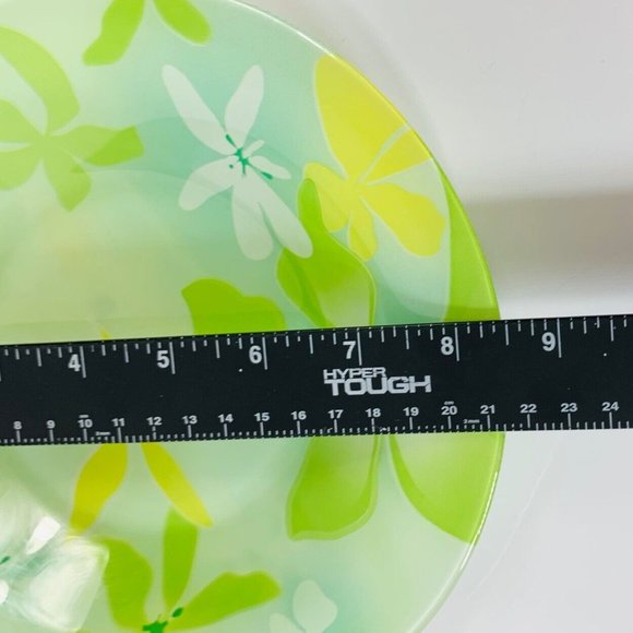 Luminarc 2 Dinner Plates 2 Salad Bowls Green Ode Tempered Glass Tableware Floral - Picture 11 of 11
